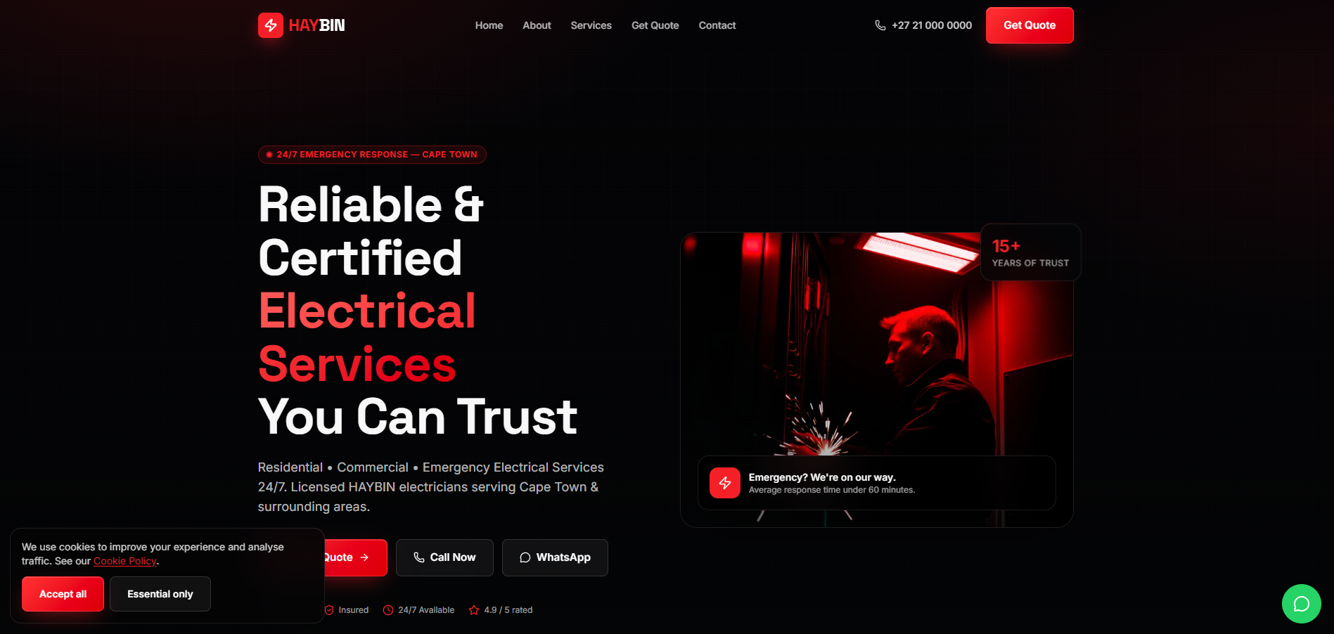 VoltCore Electrical Services Website preview